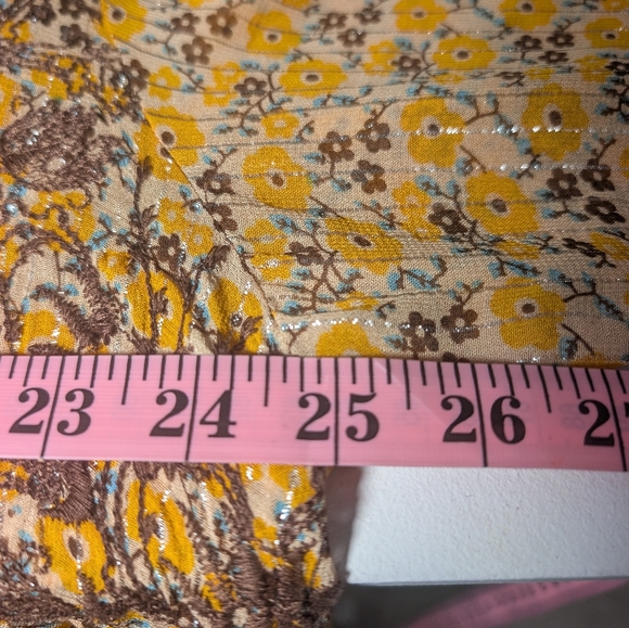 Zara Yellow and Brown Bohemian Floral Long Sleeve Tunic Top Or Dress Size XL - Picture 6 of 8